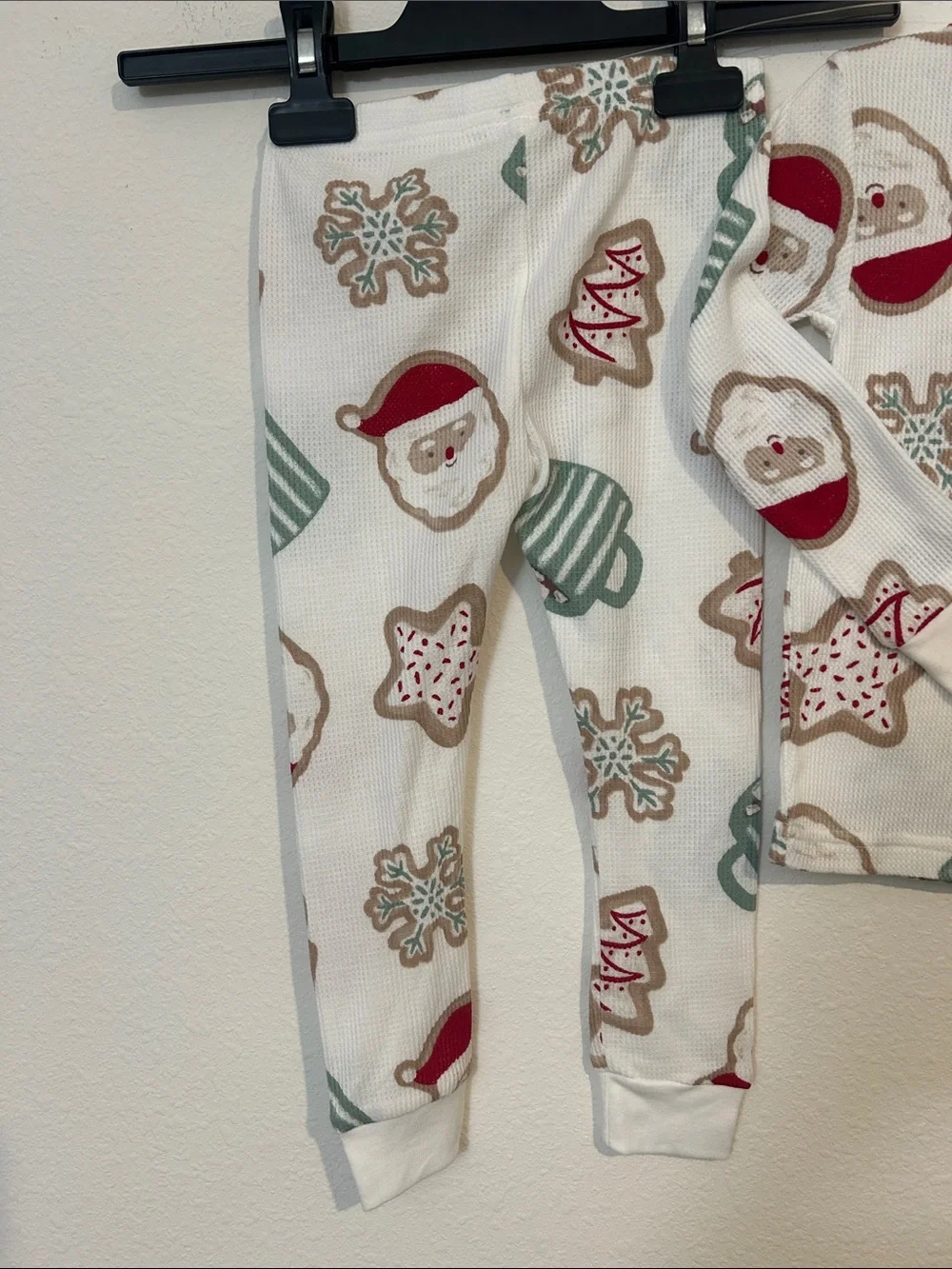 Kids Holiday Santa & Cookies Pajama Set - White